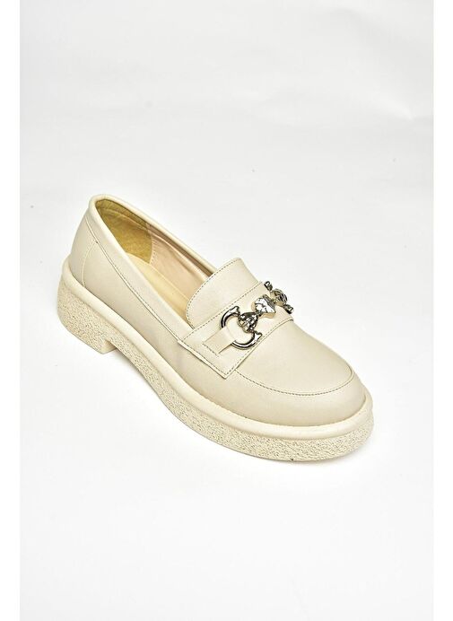 S996613009 Bej Kalın Tabanlı Makosen Ayakkabı - Görsel 8