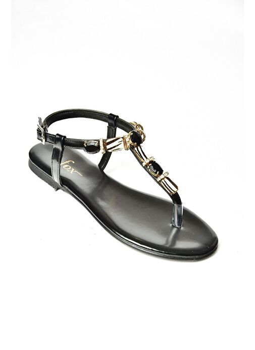 S272096109 Siyah Parmak Arası Kadın Sandalet - Görsel 9