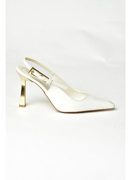 S752098709 Beyaz Kalın Topuklu Kadın Ayakkabı - Görsel 7