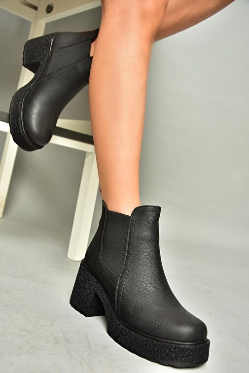 T996220009 Siyah Kalın Topuklu Kadın Bot - Görsel 4