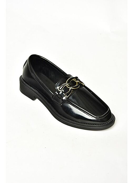 T314576408 Siyah Rugan Loafer Makosen Kadın Ayakkabı - Görsel 8