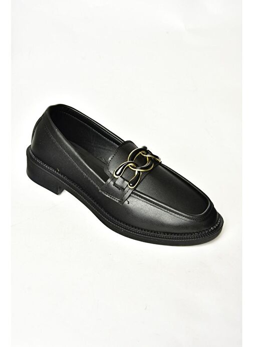 T314576409 Siyah Loafer Makosen Kadın Ayakkabı - Görsel 7