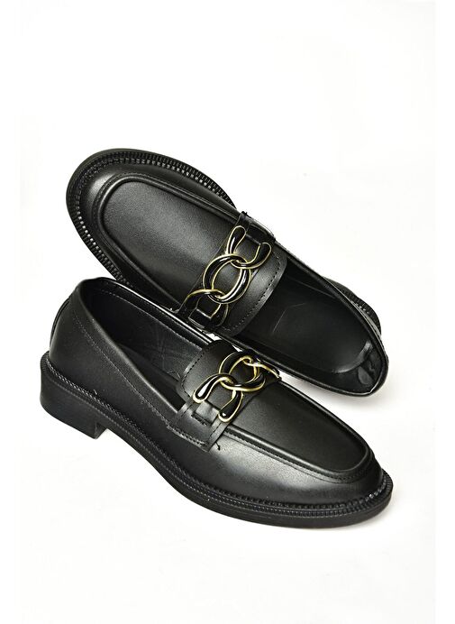 T314576409 Siyah Loafer Makosen Kadın Ayakkabı - Görsel 8