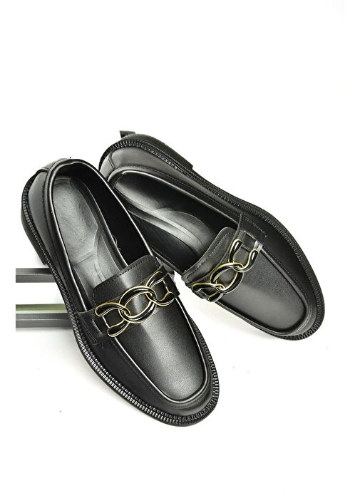 T314576409 Siyah Loafer Makosen Kadın Ayakkabı - Görsel 9