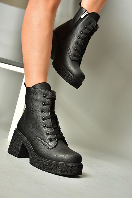 T996533009 Siyah Kalın Topuklu Kadın Bot - Görsel 2