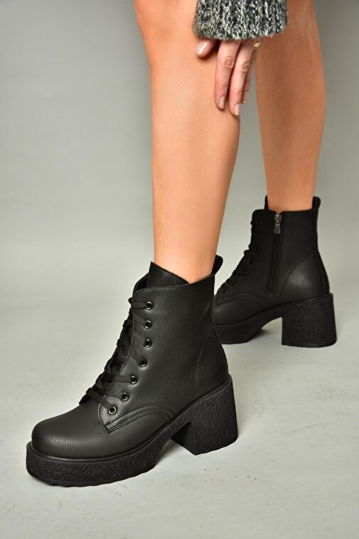 T996533009 Siyah Kalın Topuklu Kadın Bot - Görsel 3