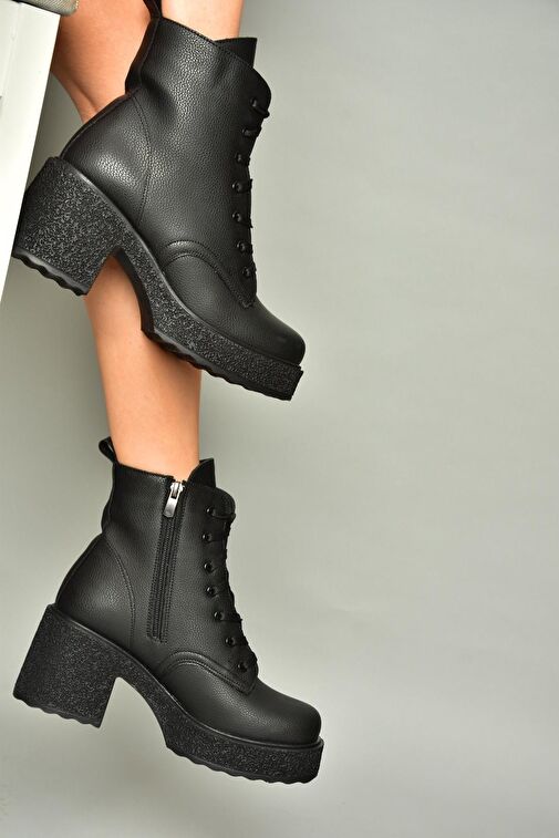 T996533009 Siyah Kalın Topuklu Kadın Bot - Görsel 4