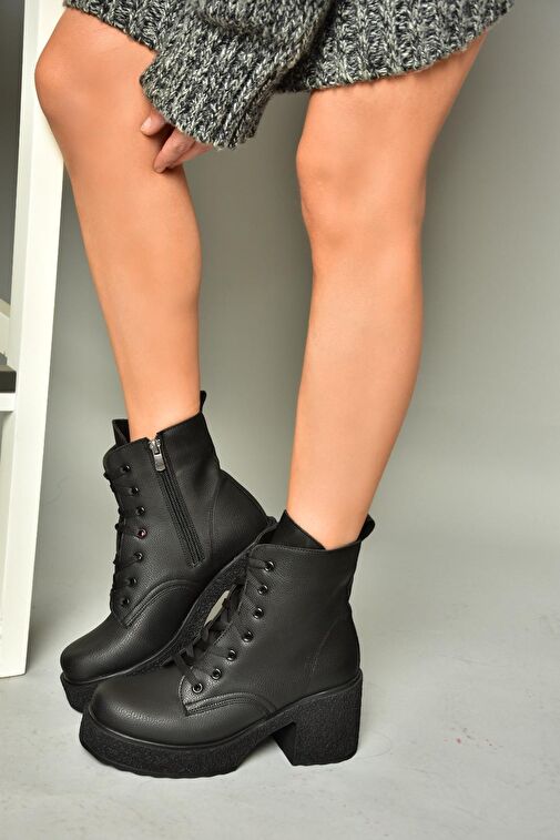 T996533009 Siyah Kalın Topuklu Kadın Bot - Görsel 5