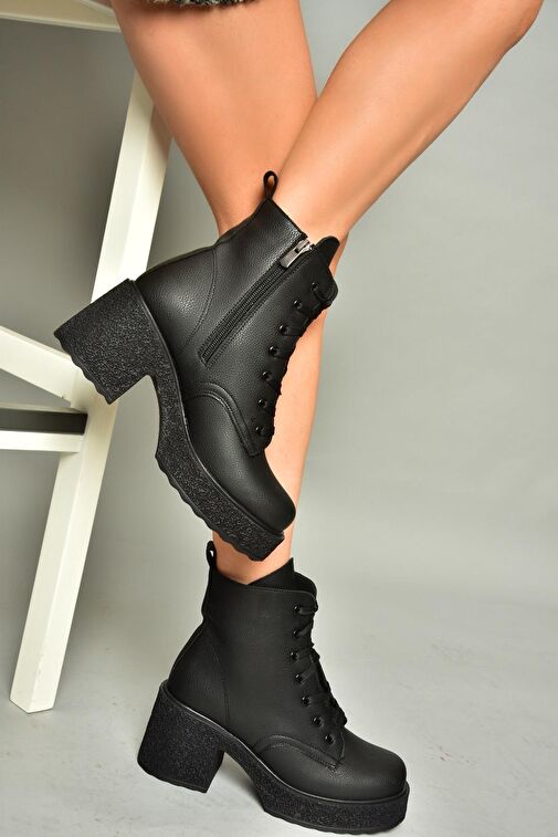 T996533009 Siyah Kalın Topuklu Kadın Bot - Görsel 6