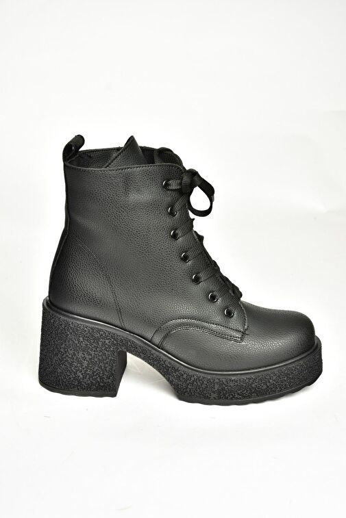 T996533009 Siyah Kalın Topuklu Kadın Bot - Görsel 7