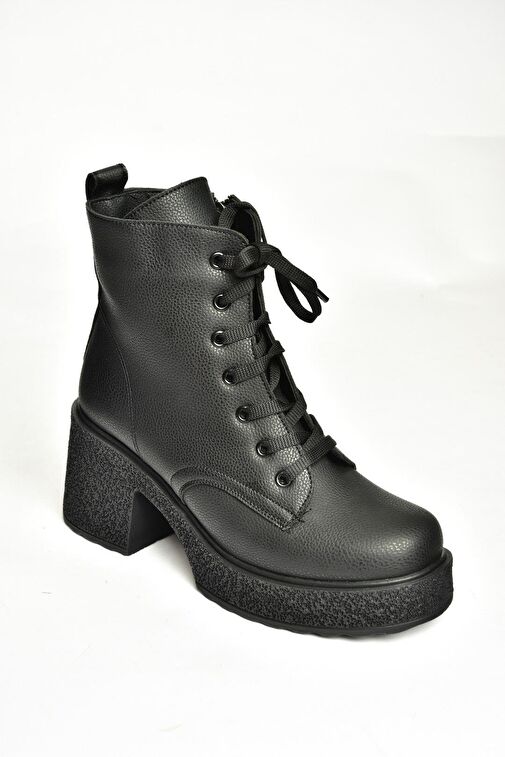 T996533009 Siyah Kalın Topuklu Kadın Bot - Görsel 8