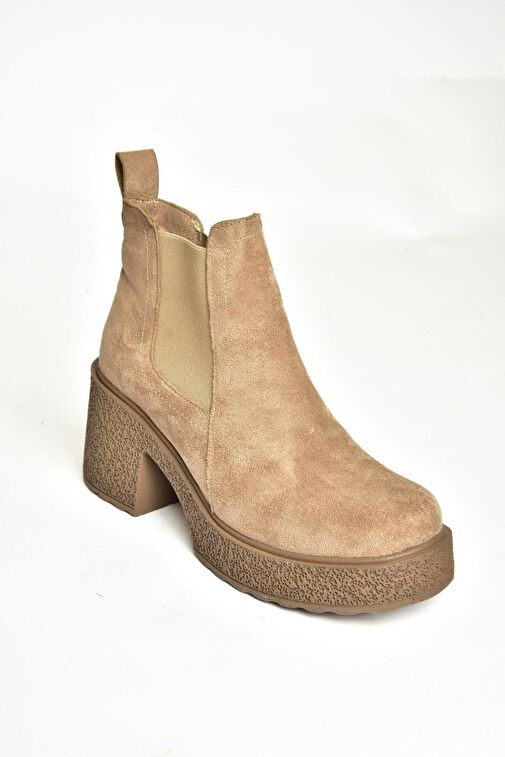 T996220002 Vizon Süet Kalın Topuklu Kadın Bot - Görsel 8