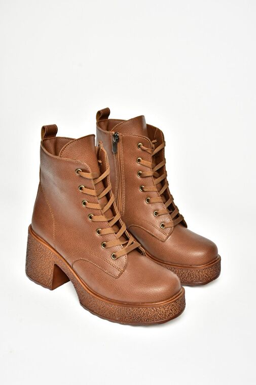 T996533009 Taba Kalın Topuklu Kadın Bot - Görsel 8