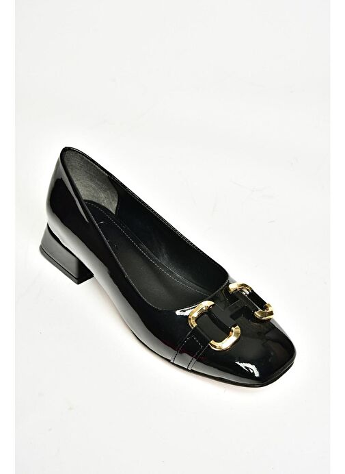 T590122808 Siyah Rugan Alçak Topuklu Kadın Ayakkabı - Görsel 8