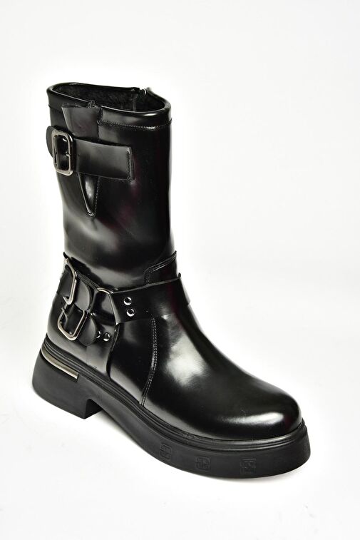 T996333008 Siyah Rugan Kalın Tabanlı Kadın Bot - Görsel 8