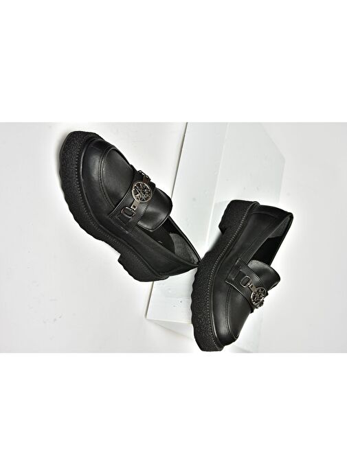 T996191209 Siyah Kalın Tabanlı Kadın Ayakkabı - Görsel 6