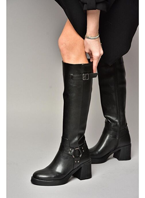 T282832009 Siyah Kalın Topuklu Kadın Çizme - Görsel 2