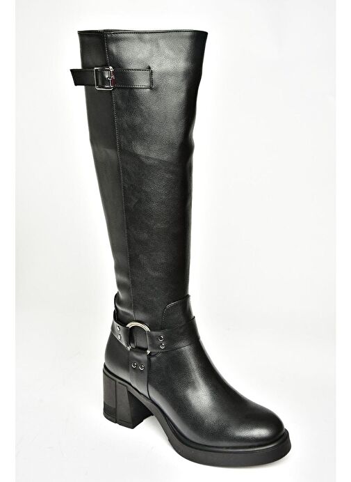 T282832009 Siyah Kalın Topuklu Kadın Çizme - Görsel 6