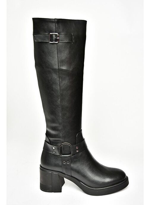 T282832009 Siyah Kalın Topuklu Kadın Çizme - Görsel 7