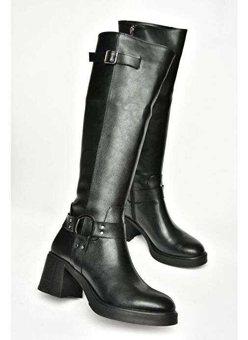 T282832009 Siyah Kalın Topuklu Kadın Çizme - Görsel 8