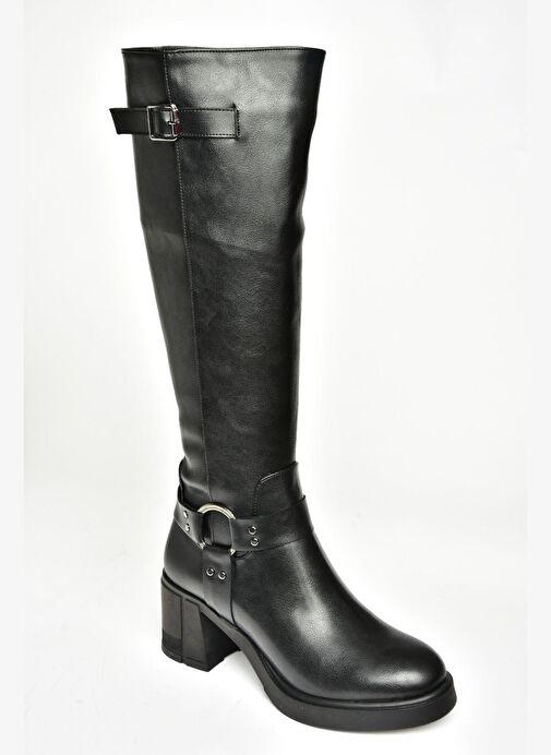 T282832009 Siyah Kalın Topuklu Kadın Çizme - Görsel 6