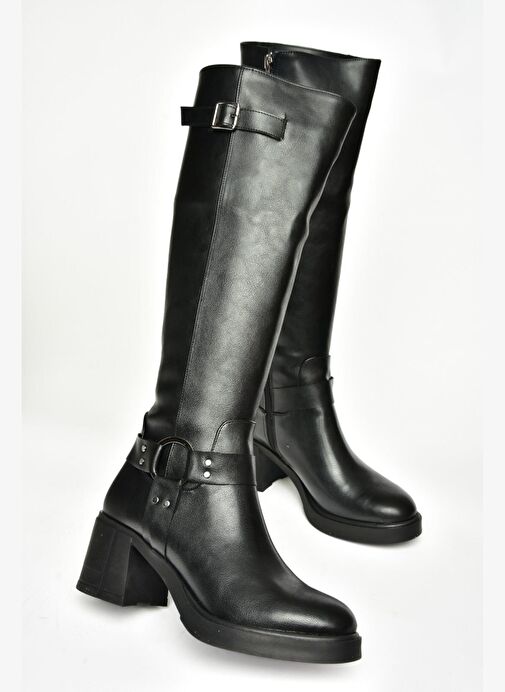 T282832009 Siyah Kalın Topuklu Kadın Çizme - Görsel 8