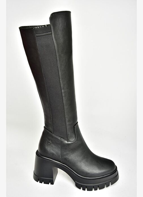 T973390009 Siyah Kalın Topuklu Kadın Çizme - Görsel 7