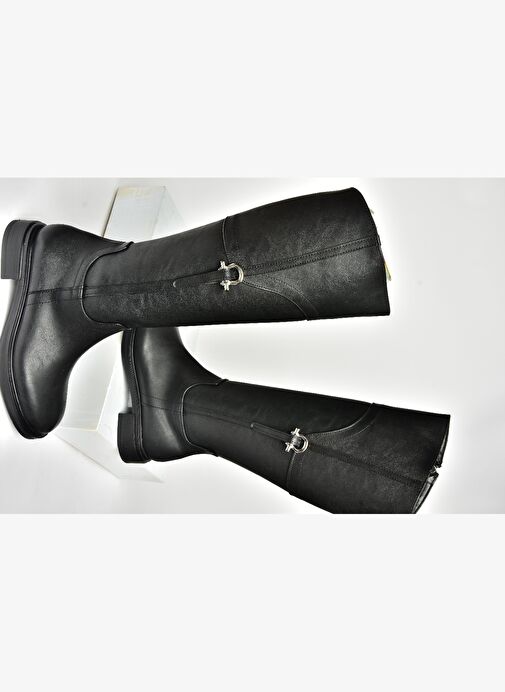 T973600609 Siyah Düz Taban Kadın Çizme - Görsel 8