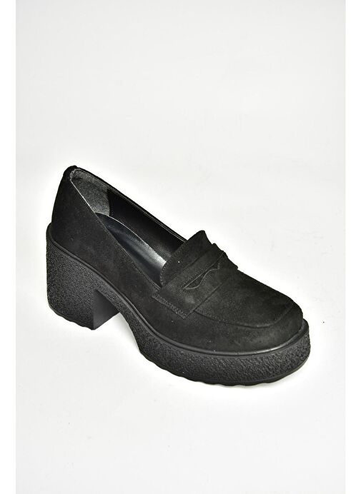 T996152002 Siyah Süet Kalın Topuklu Kadın Ayakkabı - Görsel 8