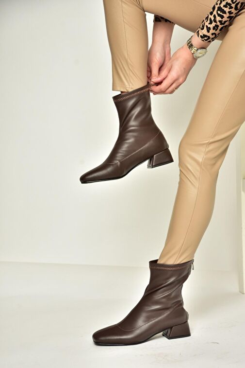 T642749009 Kahverengi Streç Kadın Bot - Görsel 3