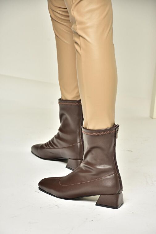 T642749009 Kahverengi Streç Kadın Bot - Görsel 5