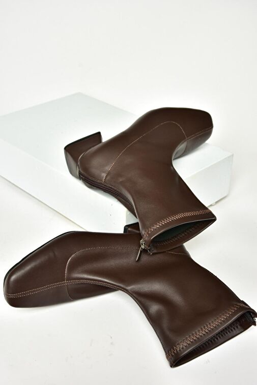 T642749009 Kahverengi Streç Kadın Bot - Görsel 6