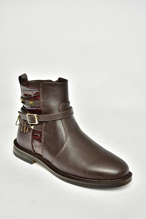 T312124709 Kahverengi Alçak Topuklu Kadın Bot - Görsel 9