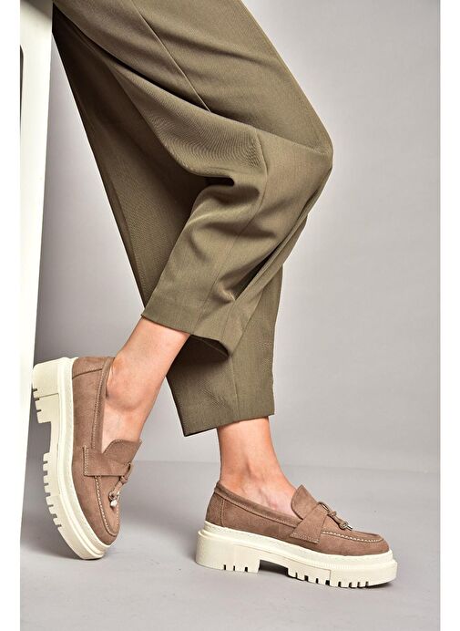 T294882202 Vizon Süet Makosen Kadın Ayakkabı - Görsel 2