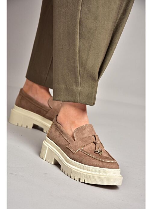 T294882202 Vizon Süet Makosen Kadın Ayakkabı - Görsel 3