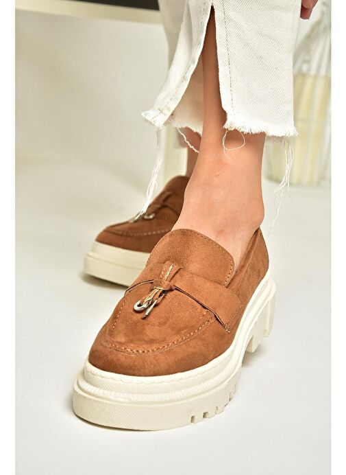 T294882202 Taba Süet Makosen Kadın Ayakkabı - Görsel 3