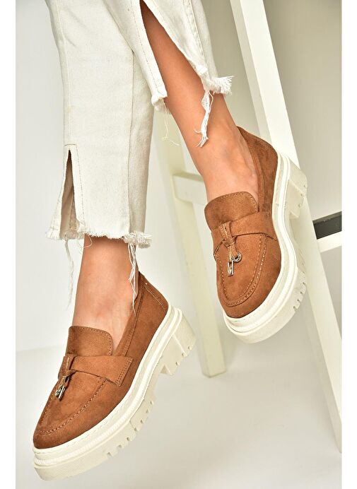 T294882202 Taba Süet Makosen Kadın Ayakkabı - Görsel 4