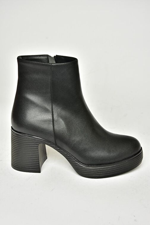 T820197409 Siyah Kalın Topuklu Kadın Bot - Görsel 7