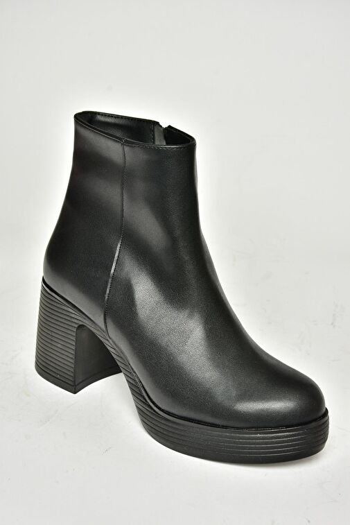 T820197409 Siyah Kalın Topuklu Kadın Bot - Görsel 8
