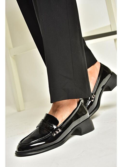 T820100308 Siyah Rugan Günlük Loofer Kadın Ayakkabı - Görsel 2