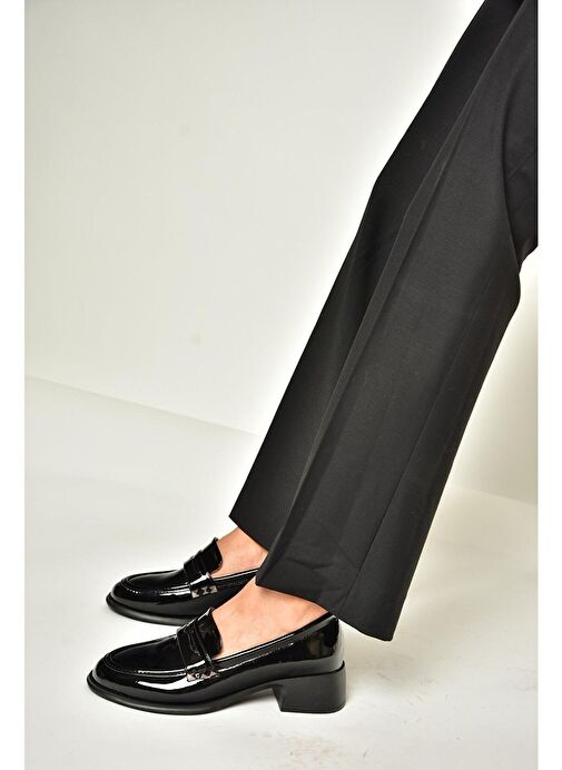 T820100308 Siyah Rugan Günlük Loofer Kadın Ayakkabı - Görsel 3