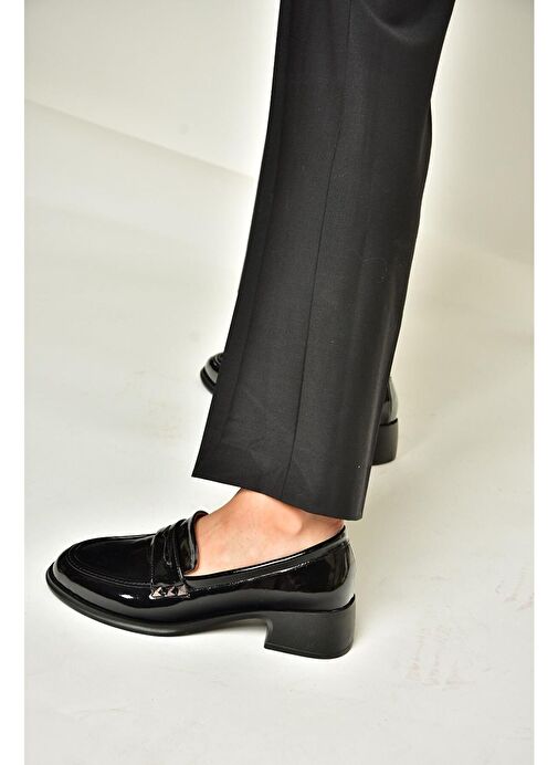 T820100308 Siyah Rugan Günlük Loofer Kadın Ayakkabı - Görsel 5