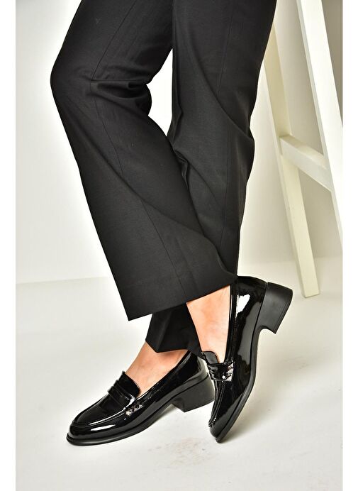 T820100308 Siyah Rugan Günlük Loofer Kadın Ayakkabı - Görsel 6