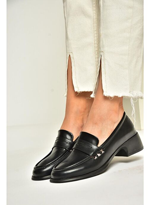 T820100309 Siyah Günlük Loofer Kadın Ayakkabı - Görsel 2