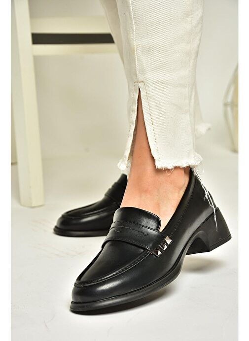 T820100309 Siyah Günlük Loofer Kadın Ayakkabı - Görsel 3