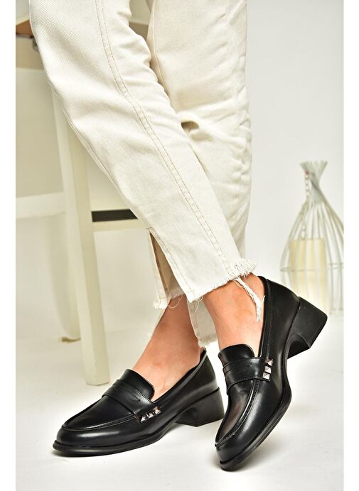 T820100309 Siyah Günlük Loofer Kadın Ayakkabı - Görsel 4