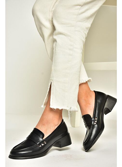 T820100309 Siyah Günlük Loofer Kadın Ayakkabı - Görsel 5