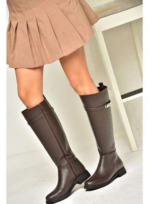 R312225309 Kahverengi Klasik Kadın Çizme - Görsel 3
