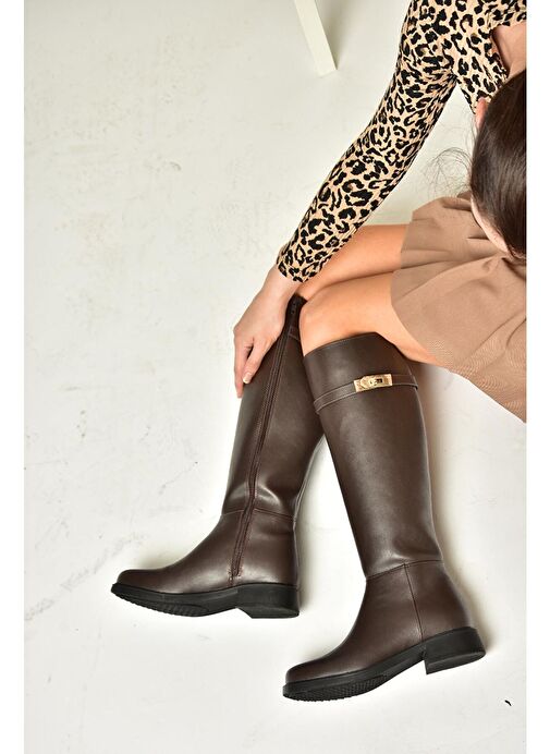 R312225309 Kahverengi Klasik Kadın Çizme - Görsel 5