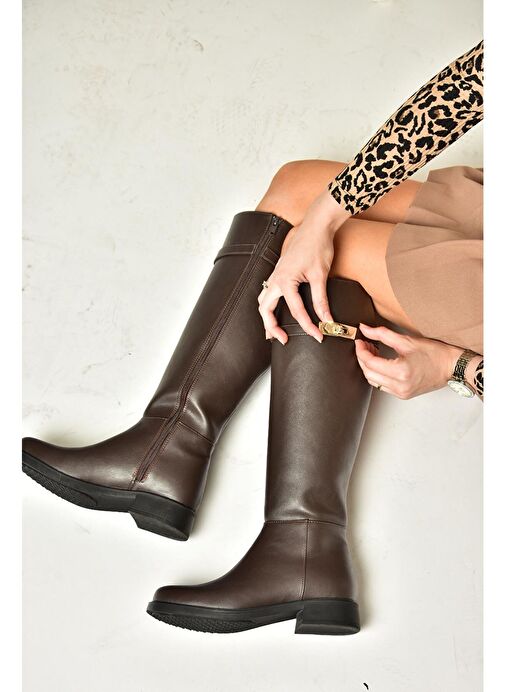 R312225309 Kahverengi Klasik Kadın Çizme - Görsel 6